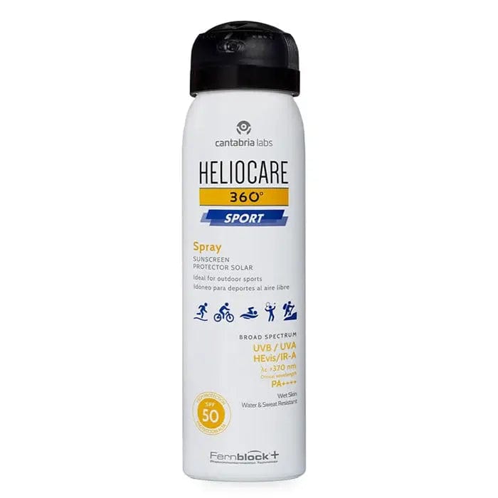 Heliocare 360º Sport Sunscreen Spray SPF50 by Jag Couture London – 100ml, outdoors with sun and water reflections