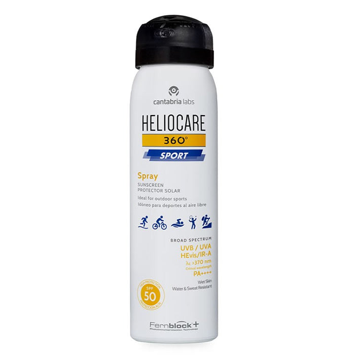 Heliocare 360º Sport Sunscreen Spray SPF 50 by Jag Couture London - New York, 100ml bottle with spray nozzle for sun protection.
