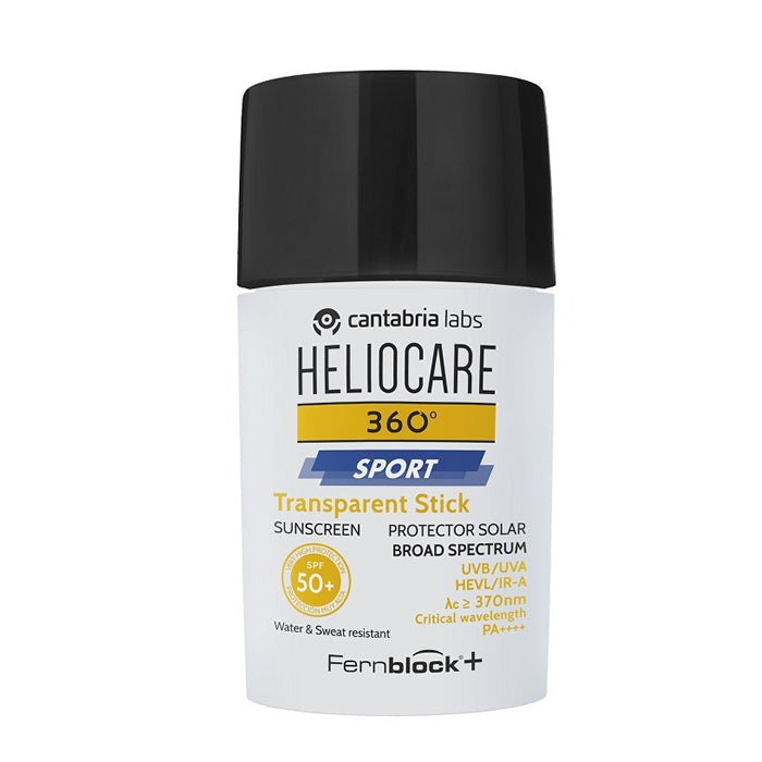 Heliocare 360º Sportsun Clear Stick SPF 50+ by Jag Couture London - New York, 25g, showing the portable skincare sun protection stick.