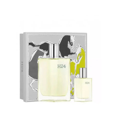 Hermès H24 Eau Toilette Spray 100ml in Christmas gift set, featuring sleek bottle and elegant packaging.