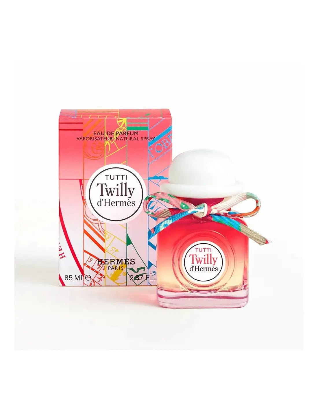Hermès Tutti Twilly D’Hermès EdP spray 85ml, floral fragrance bottle with elegant packaging, displayed on a neutral background.