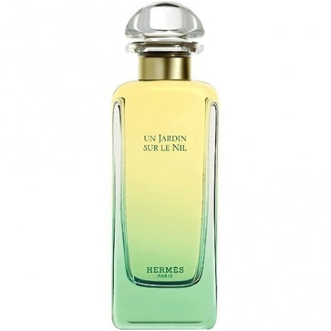 Hermes Un Jardin Sur Le Nil Eau De Toilette spray 100ml, with lush greenery and elegant packaging visible.