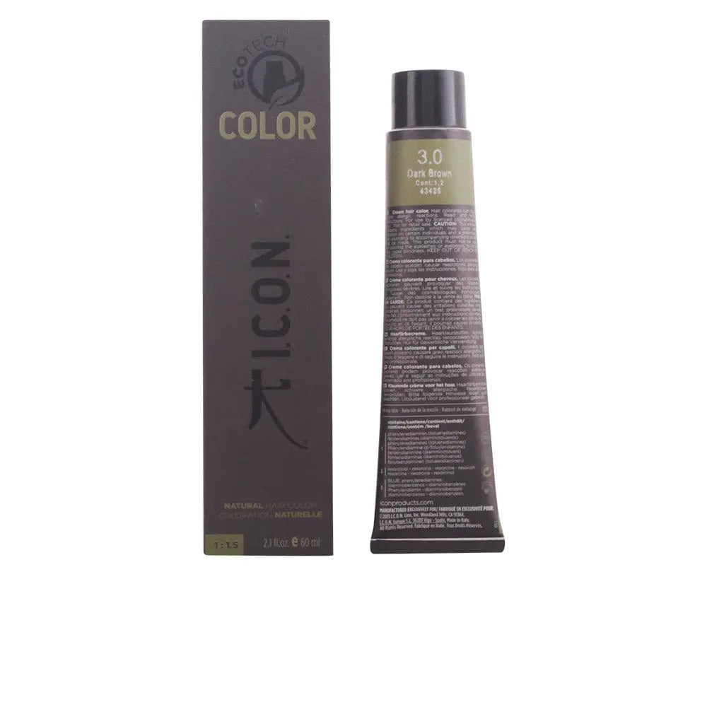 Icon Ecotech Natural Hair Color 4 Medium Brown in 60ml bottle by Jag Couture London New York, showing the hair dye packaging
