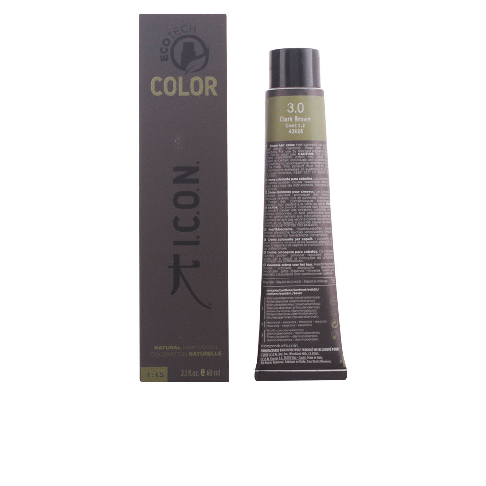 Icon Ecotech Color Natural Hair Color in 4 Medium Brown by Jag Couture London, showing 60ml bottle with hair color product.