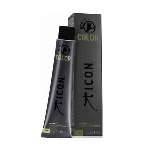Jag Couture London Icon Ecotech Color natural hair dye in 6.1 Dark Ash Blonde, showing the hair color application and product packaging.