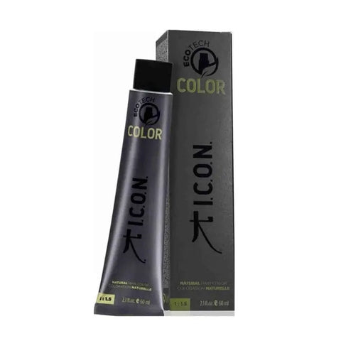 Icon Ecotech Natural Hair Color 6.1 Dark Ash Blonde by Jag Couture London New York, showcasing the hair dye tube and color sample.