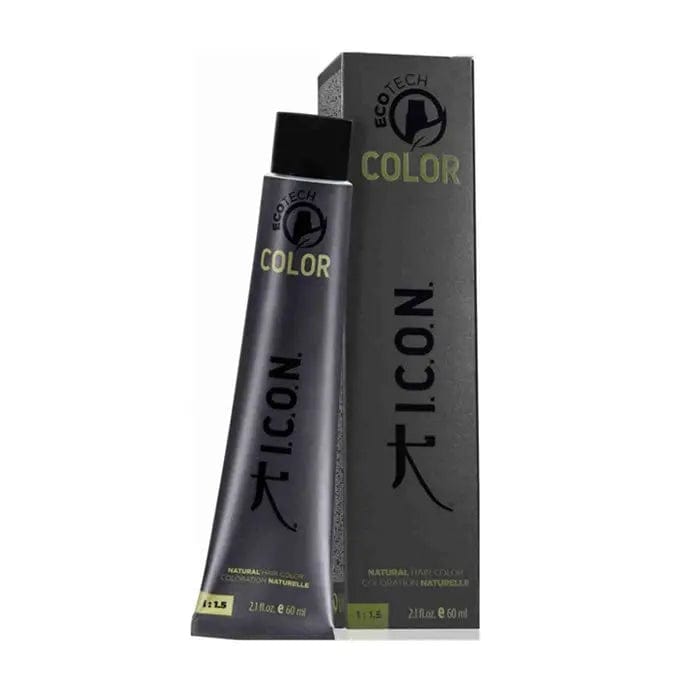 Icon Ecotech Natural Hair Color 6.24 Hazelnut by Jag Couture London shows a 60ml tube of rich hazelnut hair dye with natural tones.