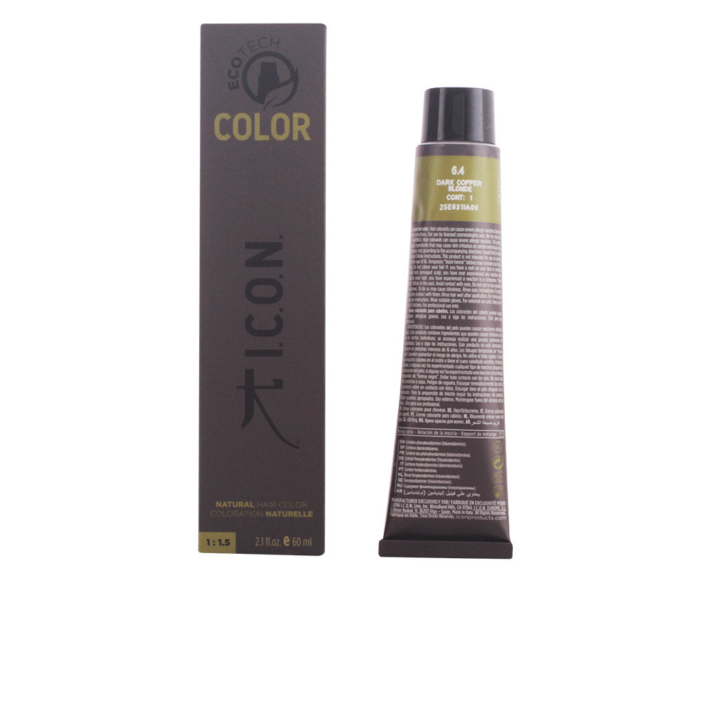 Jag Couture London Ecotech Natural Hair Color 6.4 Dark Copper Blonde, 60ml bottle with vibrant copper tones.