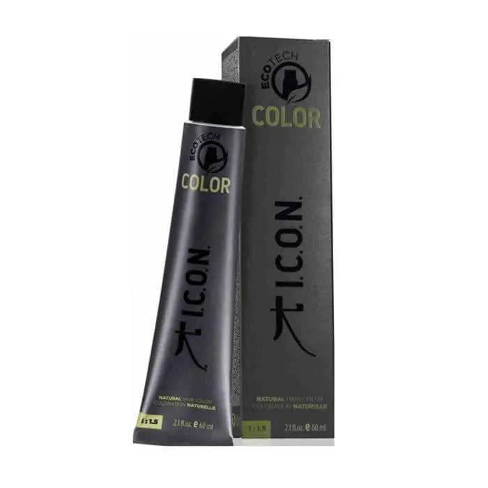 Icon Ecotech Natural Hair Color 7.21 Medium Pearl Blonde in 60ml bottle, showcasing the color tube with branding and product details.
