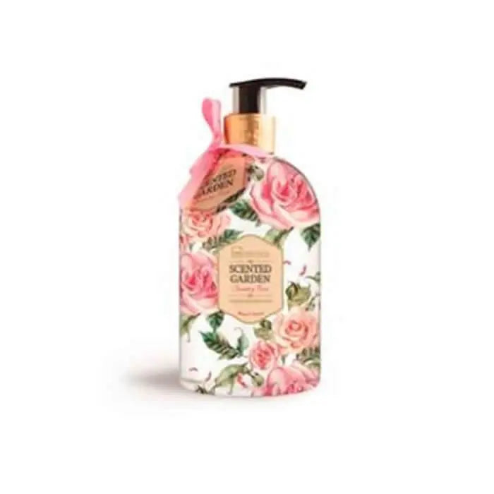 IDC INSTITUTE Scented Garden Body Lotion Rose by Jag Couture London, 500ml bottle with rose-scented moisturizing formula.