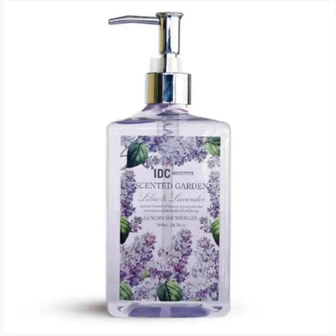 IDC INSTITUTE Scented Garden Shower Gel Lila-Lavanda by Jag Couture London, 780ml, with lavender and floral design on the bottle