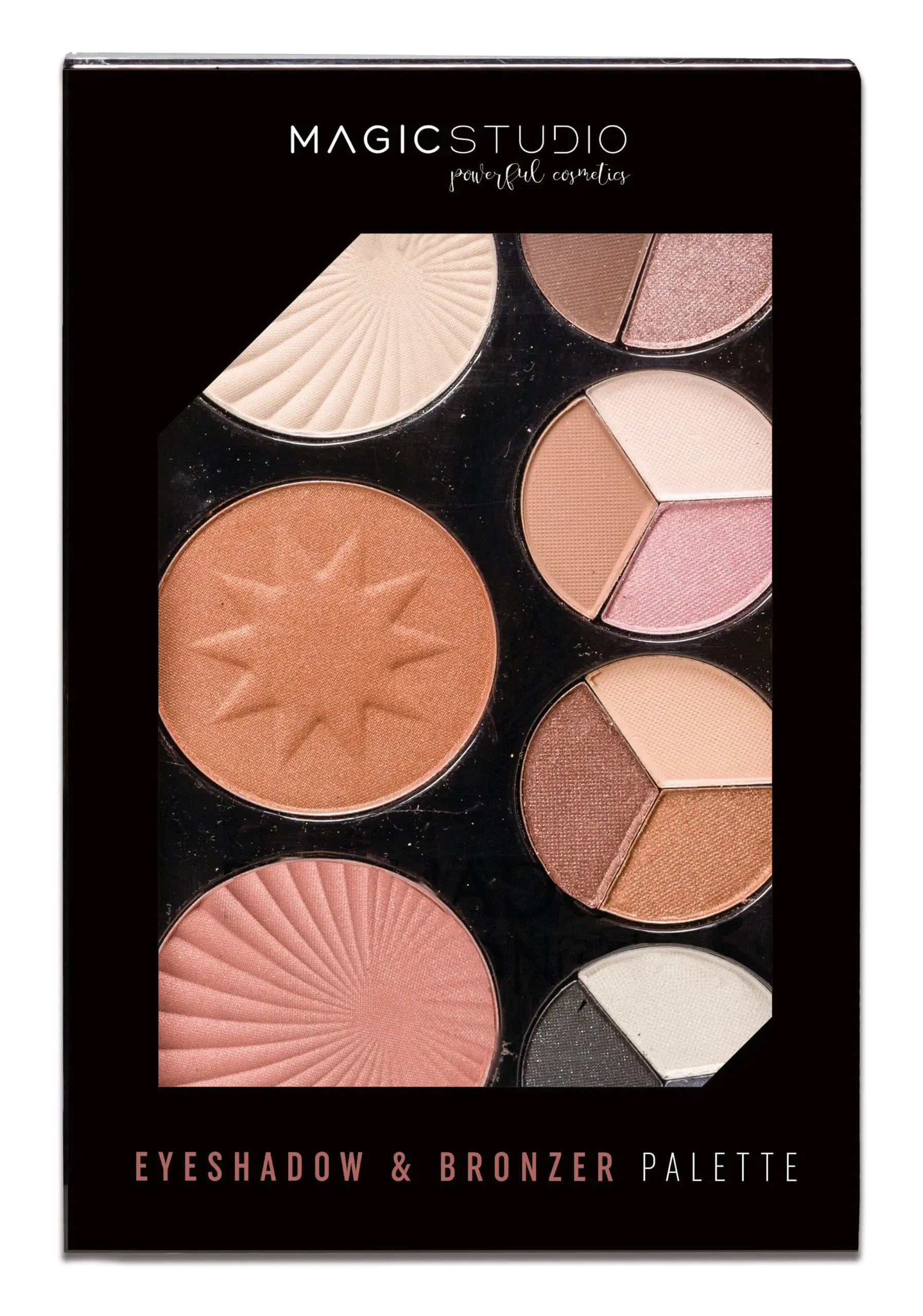 IDC Institute Sombras Magic Bronzer Palette by Jag Couture London featuring a variety of warm-toned bronzer shades in a sleek compact.