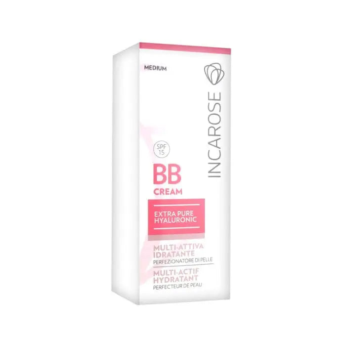 Jag Couture London Incarose BB Cream Multi Active Hydrating Skin Perfector in medium, 30ml bottle, showcasing smooth, hydrated skin.