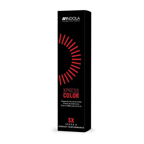 Indola Xpress Color 3X Nº 6.0 hair dye with Jag Couture London-New York branding, showing the product tube and packaging.