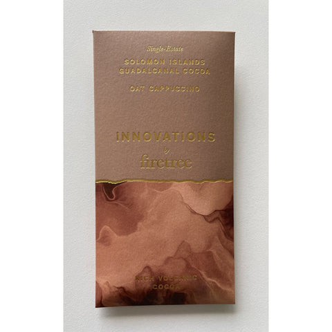 Dark chocolate bar with cocoa, oat, and cappuccino flavors from Innovations Solomon Islands Guadalcanal, by Jag Couture London New York.