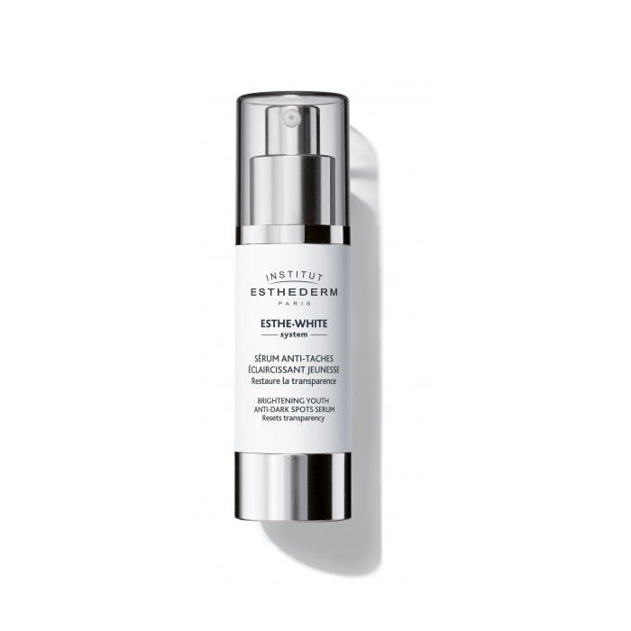 Institut Esthederm Esthe White Brightening Youth Anti Dark Spots Serum 30ml, serum bottle with label and applicator cap.