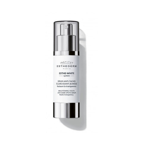 Institut Esthederm Esthe White Brightening Youth Anti Dark Spots Serum 30ml, serum bottle with label and applicator cap.