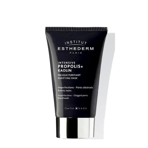 Institut Esthederm Intensive Propolis+ Kaolin Purifying Mask in 75ml jar, with white and green packaging and a smooth mask surface.