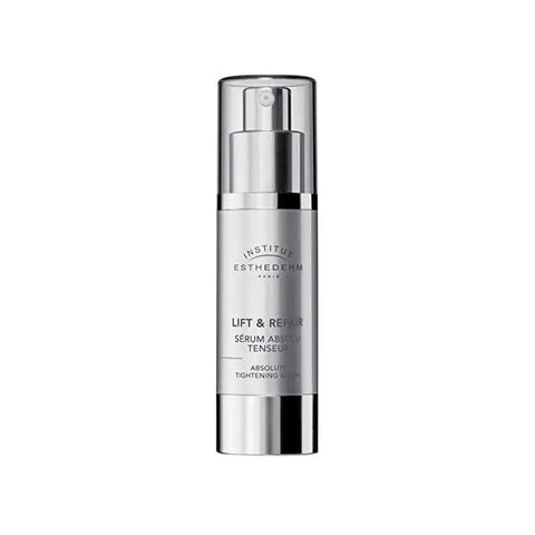 Institut Esthederm Lift & Repair Absolute Tightening Serum 30ml bottle, featuring sleek packaging and applicator for firming skin.