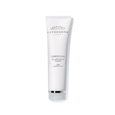 Institut Esthederm Osmoclean Pure Cleansing Gel 150ml in a clear tube with a white and blue label, suitable for cleansing skin.