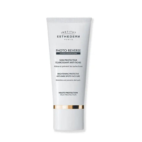 Institut Esthederm Photo Reverse Anti-Dark Spots Face Care in 50ml jar, with sleek packaging and product label visible.