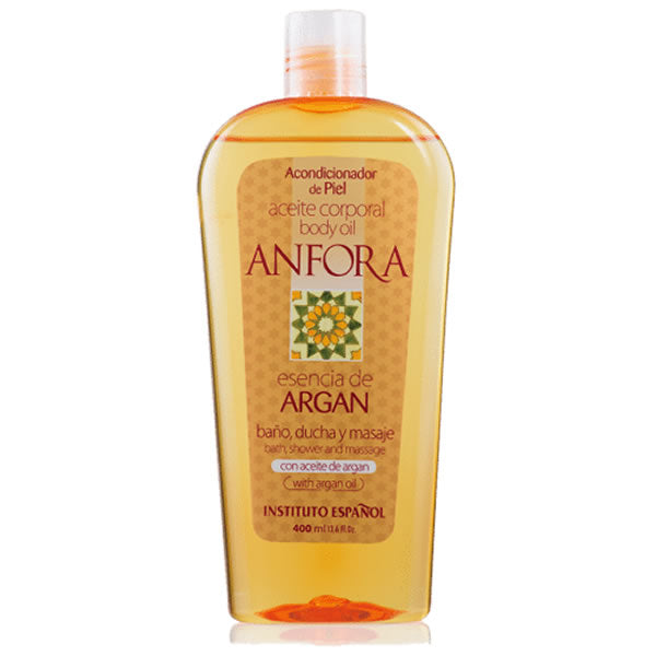 Jag Couture London Argan Amphora Oil bottle from Instituto Español, 400ml, with a sleek glass container and elegant label.