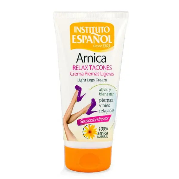 Instituto Español Arnica Light Legs Cream 150ml jar with a white and green label, designed for soothing and nourishing skin.