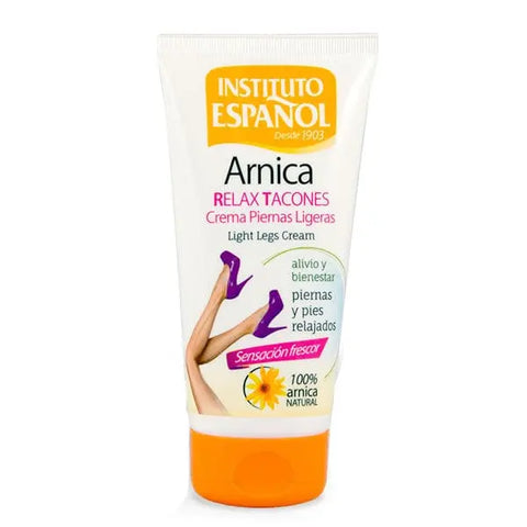 Instituto Español Arnica Light Legs Cream 150ml jar with a white and green label, designed for soothing and nourishing skin.