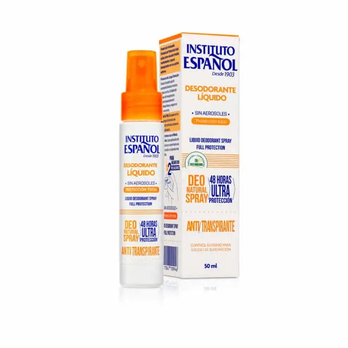 Instituto Español deodorant spray for total protection, 50ml, by Jag Couture London New York, shown in the image.