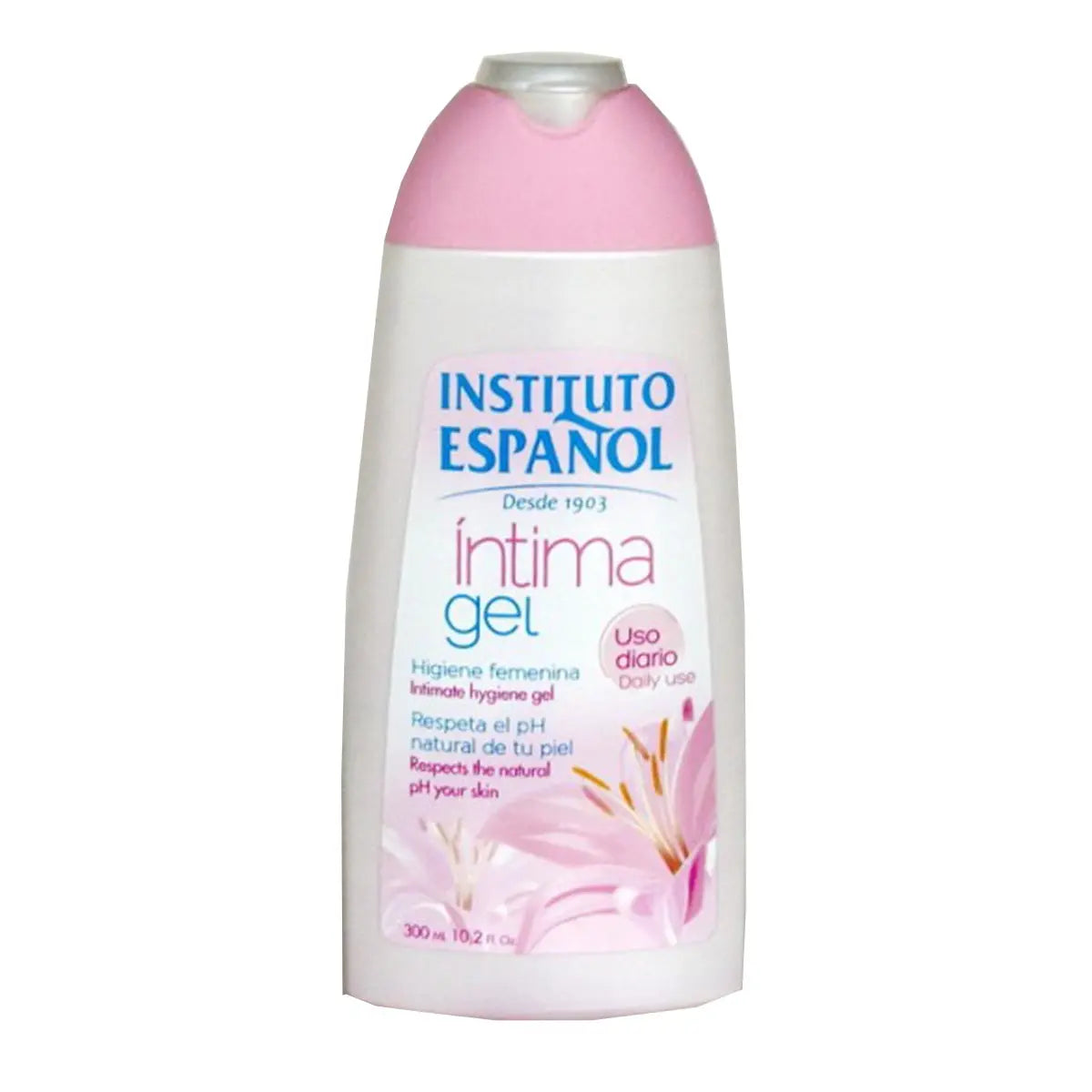 Instituto Español Intimate Gel in 300ml bottle, displayed with branding from Jag Couture London - New York.