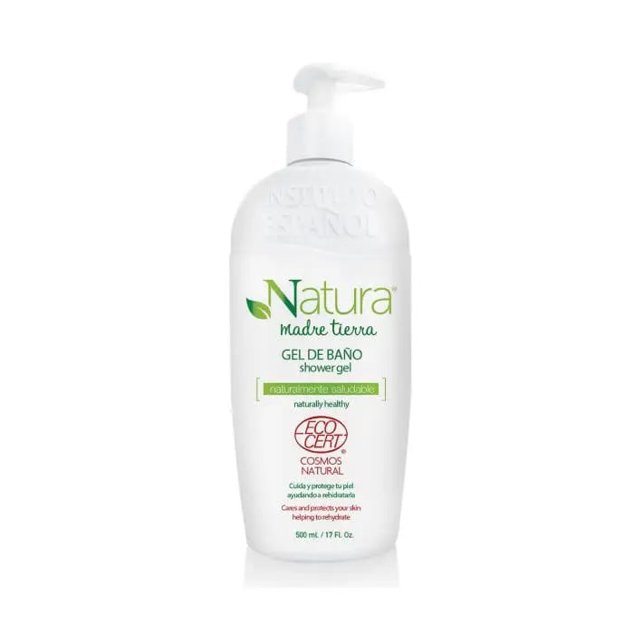 Instituto Español Natura Madre Tierra shower gel in a 500ml bottle, featuring natural ingredients from Jag Couture London New York.