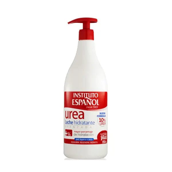 Instituto Español Urea Body Milk in 950ml bottle, moisturizing skincare product by Jag Couture London and New York.