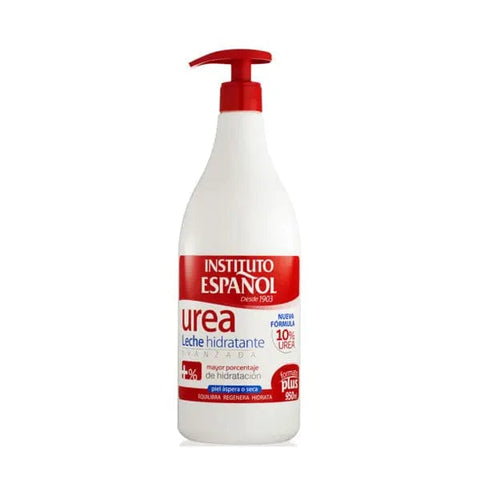 Instituto Español Urea Body Milk in 950ml bottle, moisturizing skincare product by Jag Couture London and New York.