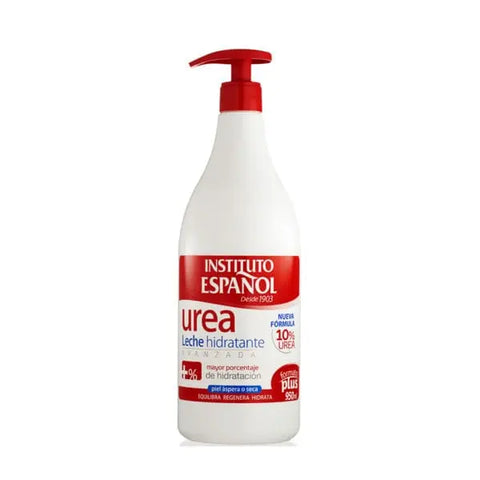 Instituto Español Urea Body Milk 950ml bottle with white cap and label, displayed on a neutral background.