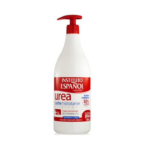 Instituto Español Urea Body Milk 950ml bottle with white cap, showcasing the moisturizing body lotion on a clean background.