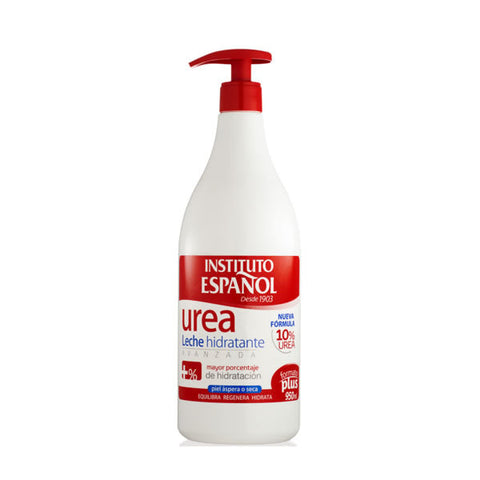 Jar of Instituto Español Urea Body Milk in 950ml size, featuring the product label and packaging design.
