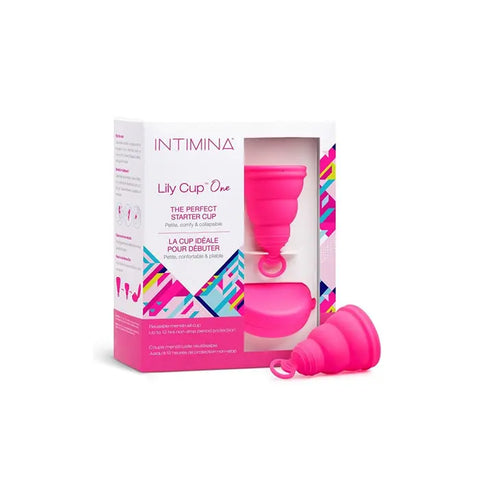 Intima Lily Cup One menstrual cup by Jag Couture London New York, shown in a close-up view of the silicone cup.