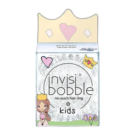 Set of three Invisibobble Kids Princess Sparkle hair ties by Jag Couture London featuring glittery, colorful hair accessories for children.