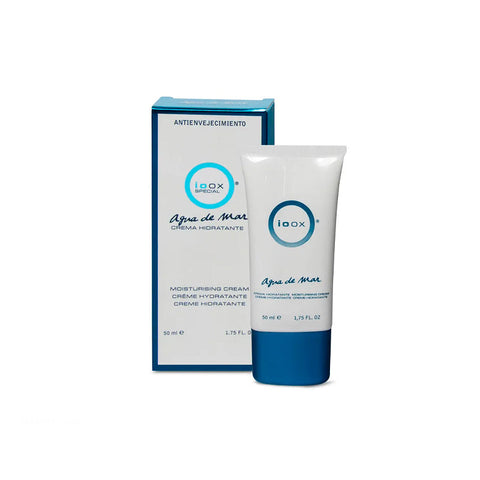 Jag Couture London - New York Ioox Agua De Mar Hydrating Cream 50ml in a sleek jar with a blue and white label.