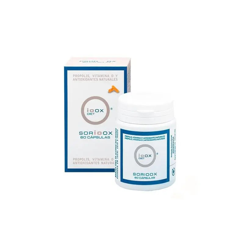 Ioox Sorioox antioxidant capsules by Jag Couture London New York, showing a bottle of 60 capsules on a white background.
