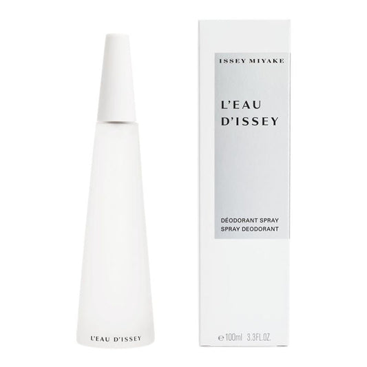 Issey Miyake L'eau D'issey deodorant spray 100ml bottle, sleek design, with brand logo visible.