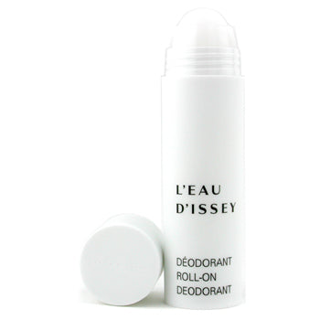 Issey Miyake L'eau D'issey roll-on deodorant 50ml bottle with sleek design and clear branding, suitable for everyday freshness.