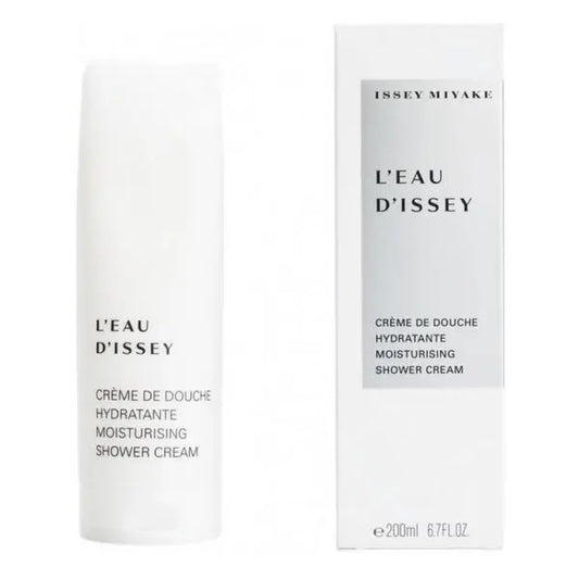 Issey Miyake L'eau D'issey shower cream in a 200ml bottle, featuring sleek packaging with elegant branding and a smooth, creamy texture