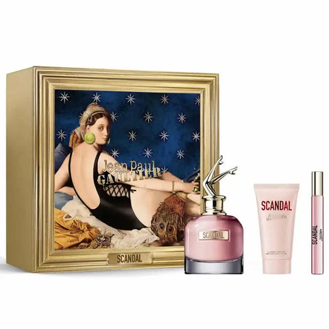 Three-piece set of Jean Paul Gaultier Scandal Eau de Parfum spray bottles, 80ml each, by Jag Couture London New York.