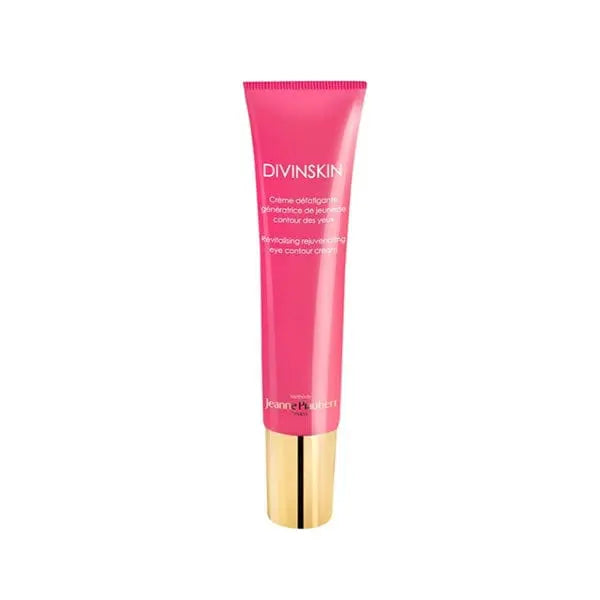 Jeanne Piaubert Divinskin Eye Contour Cream in 15ml jar, with elegant packaging and applicator tip visible.