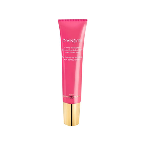 Jeanne Piaubert Divinskin Eye Contour Cream 15ml jar with elegant packaging, designed to reduce puffiness and fine lines around the eyes.