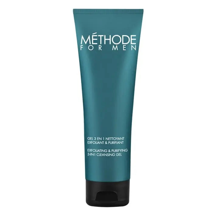Jeanne Piaubert Exfoliating & Purifying 3-in-1 Cleansing Gel, 125ml, in a clear bottle with a white cap.