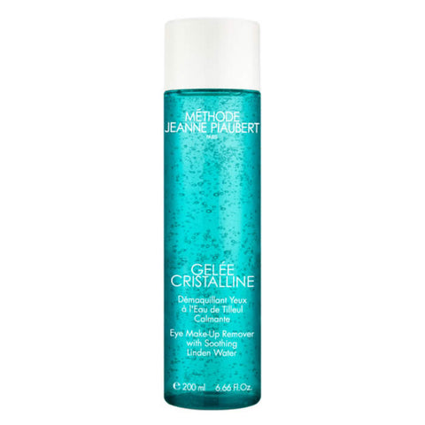 Jeanne Piaubert Gelée Cristalline eye makeup remover in a 200ml jar, suitable for gentle cleansing of delicate eye area.