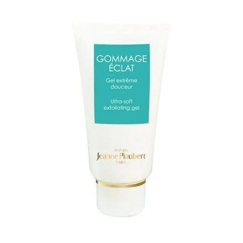 Jeanne Piaubert Gommage D Eclat Ultra Soft Exfoliating Gel 75ml, a gentle facial scrub in a clear tube with a white cap.