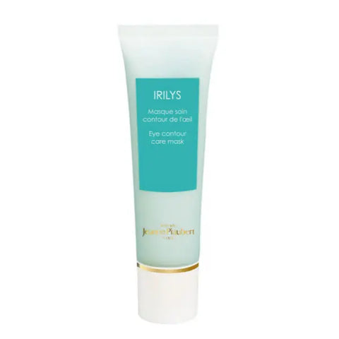 Jeanne Piaubert Irilys eye contour care mask in 30ml jar, featuring a sleek white container with a silver lid.